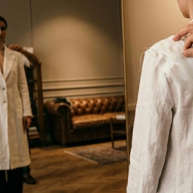 Canvas toile fitting process at Tessy Malama atelier